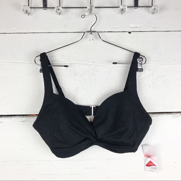 Lands end wrap  black bikini Top 10 D - Picture 5 of 6